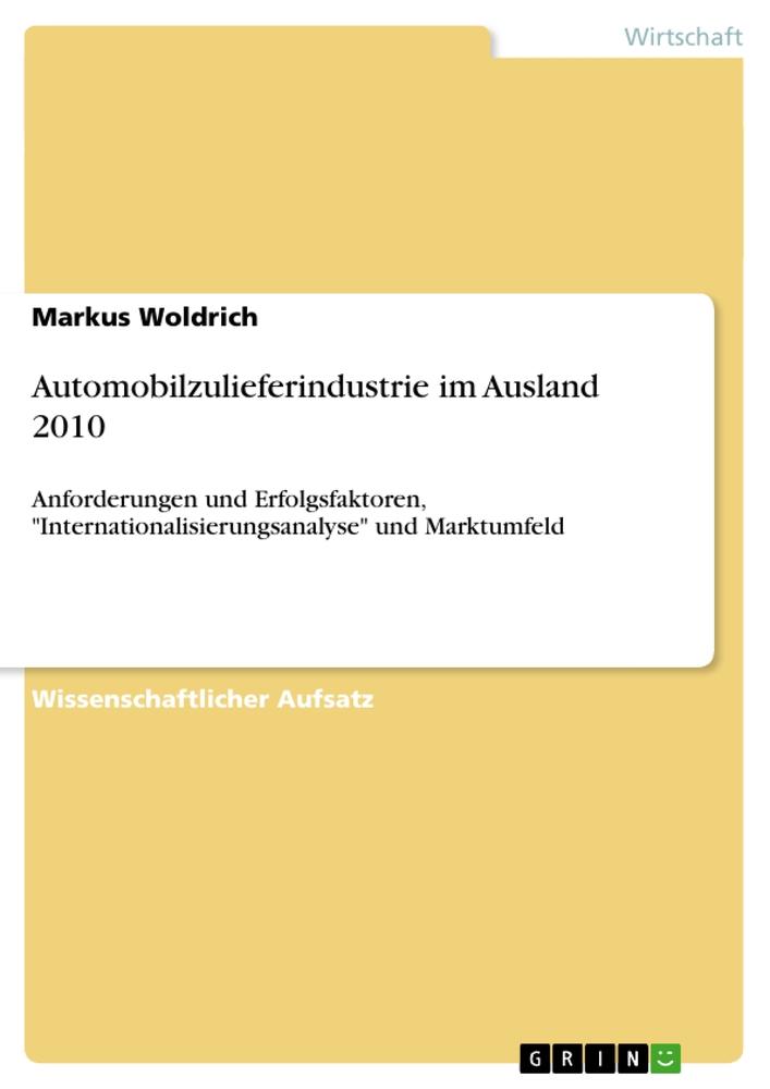 Automobilzulieferindustrie im Ausland 2010