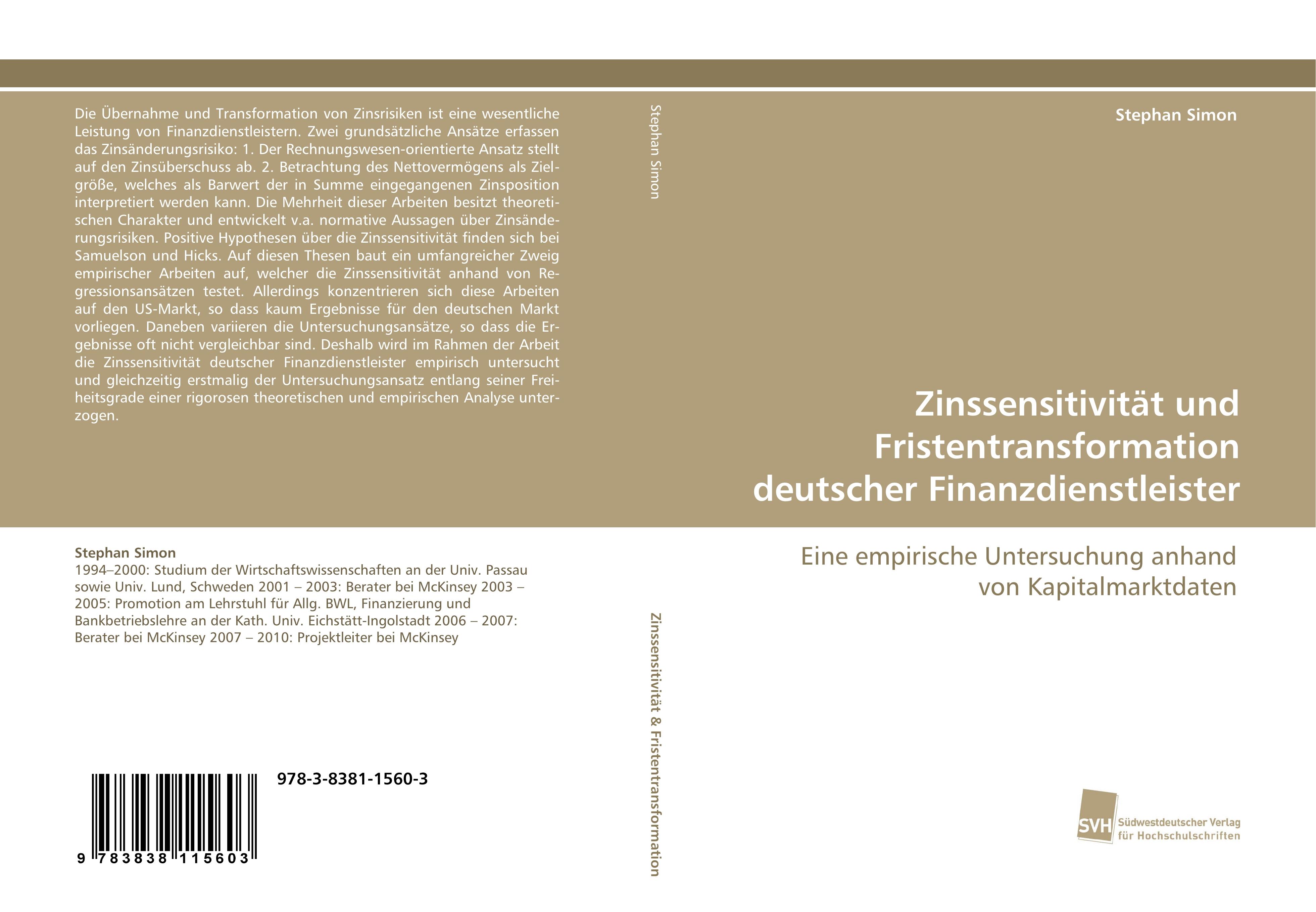 Zinssensitivität und Fristentransformation deutscher Finanzdienstleister