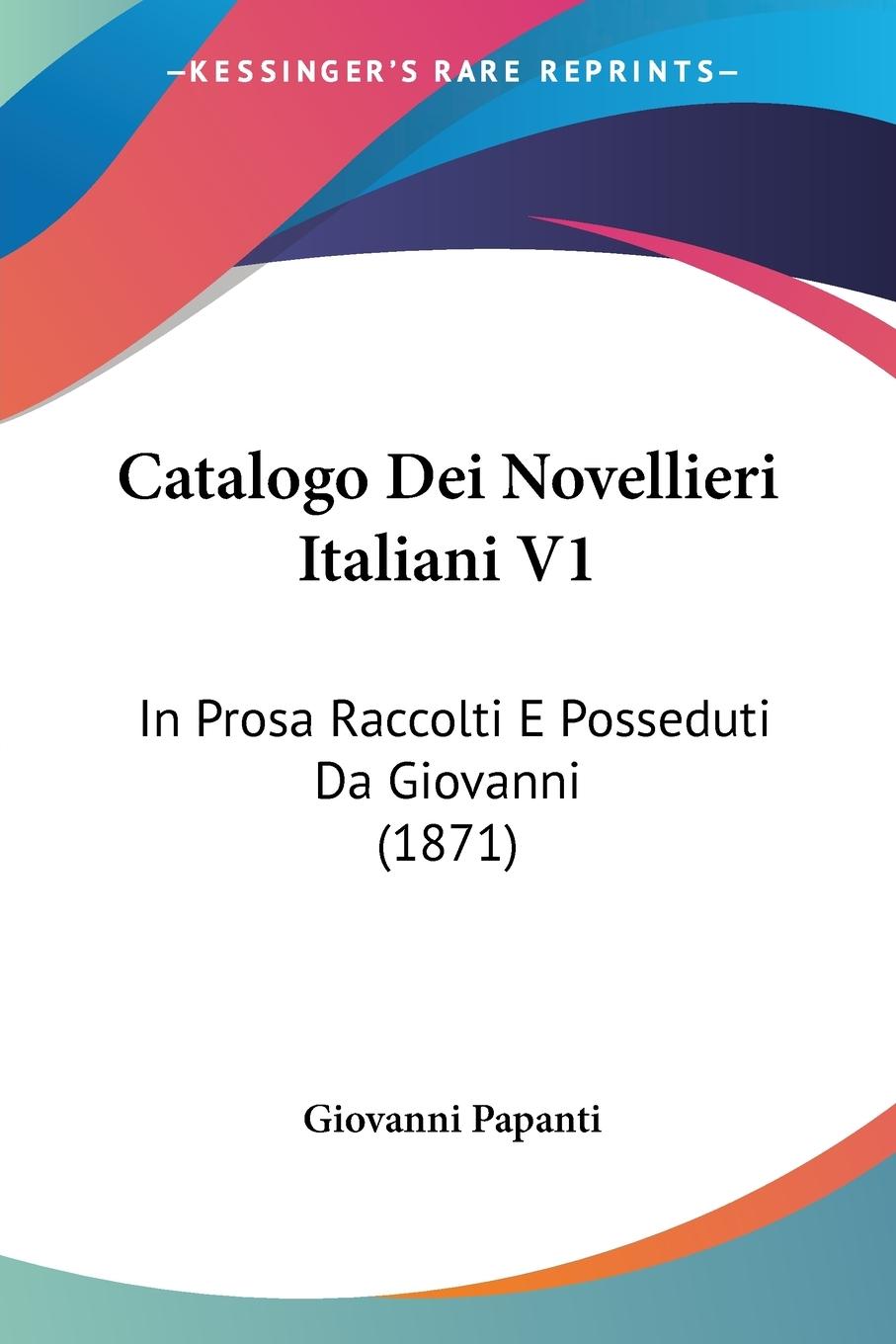 Catalogo Dei Novellieri Italiani V1