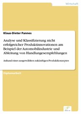 Analyse und Klassifizierung nicht erfolgreicher Produktinnovationen am Beispiel der Automobilindustrie und Ableitung von Handlungesempfehlungen