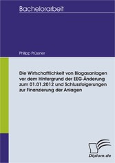 Die Wirtschaftlichkeit von Biogasanlagen vor dem Hintergrund der EEG-Änderung zum 01.01.2012 und Schlussfolgerungen zur Finanzierung der Anlagen