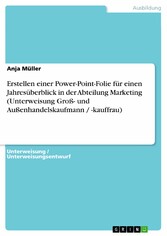 Erstellen einer Power-Point-Folie für einen Jahresüberblick in der Abteilung Marketing (Unterweisung Groß- und Außenhandelskaufmann / -kauffrau)