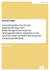 Anwendungshinweise bei der Implementierung eines Risikomanagementsystems für Aktiengesellschaften (angelehnt an das KonTraG) unter spezieller Beachtung der e-Businessproblematik