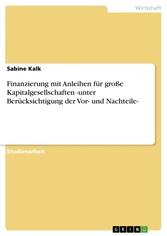 Finanzierung mit Anleihen für große Kapitalgesellschaften -unter Berücksichtigung der Vor- und Nachteile-