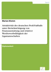 Attraktivität des deutschen Profi-Fußballs unter Berücksichtigung von Finanzausstattung und relativer Wettbewerbsfähigkeit der Ligamannschaften