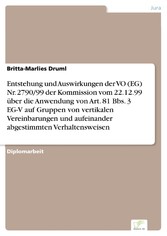 Entstehung und Auswirkungen der VO (EG) Nr. 2790/99 der Kommission vom 22.12.99 über die Anwendung von Art. 81 Bbs. 3 EG-V auf Gruppen von vertikalen Vereinbarungen und aufeinander abgestimmten Verhaltensweisen