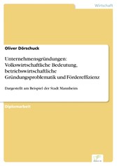 Unternehmensgründungen: Volkswirtschaftliche Bedeutung, betriebswirtschaftliche Gründungsproblematik und Fördereffizienz