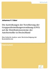 Die Auswirkungen der Novellierung der Gruppenfreistellungsverordnung (GVO) auf die Distributionssysteme der Autohersteller in Deutschland