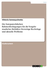 Die Europarechtlichen Rahmenbedingungen für die Vergabe staatlicher Beihilfen: Derzeitige Rechtslage und aktuelle Probleme