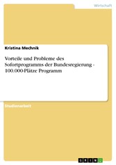 Vorteile und Probleme des Sofortprogramms der Bundesregierung - 100.000-Plätze Programm