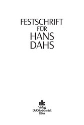 Festschrift für Hans Dahs