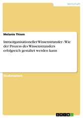 Intraorganisationeller Wissenstransfer  - Wie der Prozess des Wissenstransfers erfolgreich gestaltet werden kann