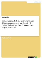 Kompetenzmodelle als Instrumente des Wissensmanagements am Beispiel der Philips Technologie GmbH Automotive Playback Modules