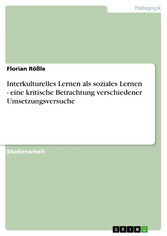 Interkulturelles Lernen als soziales Lernen - eine kritische Betrachtung verschiedener Umsetzungsversuche