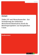 Türkei, EU und Menschenrechte - Zur Veränderung der türkischen Menschenrechtssituation durch die Beitrittsperspektive zur Europäischen Union