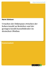 Ursachen der Diskrepanz zwischen der hohen Anzahl an Betrieben und der geringen Anzahl Auszubildender im deutschen Obstbau