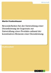 Besonderheiten bei der Entwicklung einer Dienstleistung im Gegensatz zur Entwicklung eines Produkts anhand der konstitutiven Elemente einer Dienstleistung