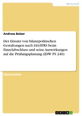 Der Einsatz von bilanzpolitischen Gestaltungen nach IAS/IFRS beim Einzelabschluss und seine Auswirkungen auf die Prüfungsplanung (IDW PS 240)