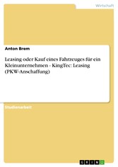 Leasing oder Kauf eines Fahrzeuges für ein Kleinunternehmen  - KingTec: Leasing (PKW-Anschaffung)