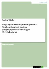 Umgang mit Leistungsheterogenität - Wochenplanarbeit in einer jahrgangsgemischten Gruppe (3./4.Schuljahr)