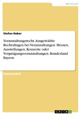 Veranstaltungsrecht. Ausgewählte Rechtsfragen bei Veranstaltungen: Messen, Ausstellungen, Konzerte oder Vergnügungsveranstaltungen. Bundesland Bayern