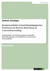 Kompetenzfelder wirtschaftspädagogischer Profession im Bereich Motivation im Unternehmensalltag