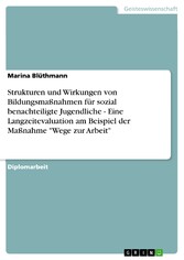 Strukturen und Wirkungen von Bildungsmaßnahmen für sozial benachteiligte Jugendliche - Eine Langzeitevaluation am Beispiel der Maßnahme 'Wege zur Arbeit'