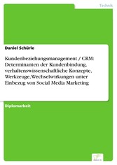 Kundenbeziehungsmanagement / CRM: Determinanten der Kundenbindung, verhaltenswissenschaftliche Konzepte, Werkzeuge, Wechselwirkungen unter Einbezug von Social Media Marketing