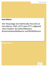 Die Finanzlage der Farbwerke Hoechst in den Jahren 1969, 1970 und 1971 aufgrund einer Analyse der Jahresbilanzen, Konzerninlandsbilanzen und Weltbilanzen