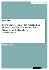 Georg Simmels Begriff der individuellen Freiheit unter den Bedingungen des Wandels von der Tausch- zur Geldwirtschaft