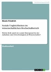 Soziale Ungleichheiten im wissenschaftlichen Hochschulbetrieb