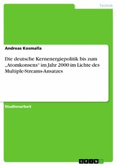 Die deutsche Kernenergiepolitik bis zum 'Atomkonsens' im Jahr 2000 im Lichte des Multiple-Streams-Ansatzes