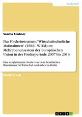 Das Förderinstrument 'Wirtschaftsdienliche Maßnahmen' (EFRE - WDM) im Mehrebenensystem der Europäischen Union in der Förderperiode 2007 bis 2013