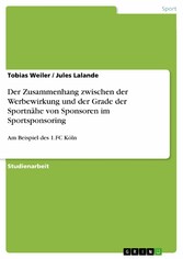 Der Zusammenhang zwischen der Werbewirkung und der Grade der Sportnähe von Sponsoren im Sportsponsoring