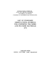 List of Standard Abbreviations (Symbols) for Synthetic Polymers and Polymer Materials 1974