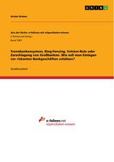 Trennbankensystem, Ring-Fencing, Volcker-Rule oder Zerschlagung von Großbanken. Wie soll man Einlagen vor riskanten Bankgeschäften schützen?