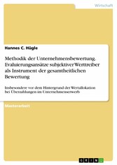 Methodik der Unternehmensbewertung. Evaluierungsansätze subjektiver Werttreiber als Instrument der gesamtheitlichen Bewertung