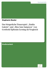 Das bürgerliche Trauerspiel. 'Emilia Galotti' und 'Miss Sara Sampson' von Gotthold Ephraim Lessing im Vergleich