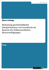 Bedeutung gesellschaftlicher Interpretationen von Geschlecht im Kontext der frühneuzeitlichen Hexenverfolgungen