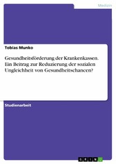 Gesundheitsförderung der Krankenkassen. Ein Beitrag zur Reduzierung der sozialen Ungleichheit von Gesundheitschancen?