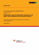 Ausgewählte Fragen der bilanziellen Abgrenzung von Eigen- und Fremdkapital bei Familienunternehmen