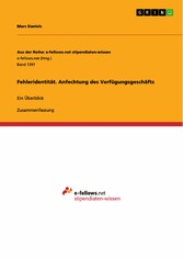 Fehleridentität. Anfechtung des Verfügungsgeschäfts