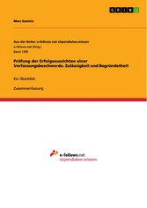 Prüfung der Erfolgsaussichten einer Verfassungsbeschwerde. Zulässigkeit und Begründetheit