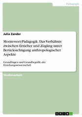 Montessori-Pädagogik. Das Verhältnis zwischen Erzieher und Zögling unter Berücksichtigung anthropologischer Aspekte