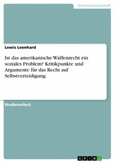 Ist das amerikanische Waffenrecht ein soziales Problem? Kritikpunkte und Argumente für das Recht auf Selbstverteidigung