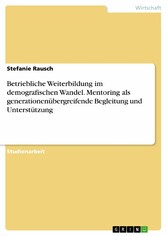 Betriebliche Weiterbildung im demografischen Wandel. Mentoring als generationenübergreifende Begleitung und Unterstützung