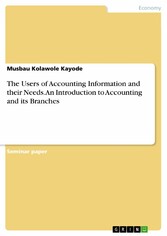 The Users of Accounting Information and their Needs. An Introduction to Accounting and its Branches