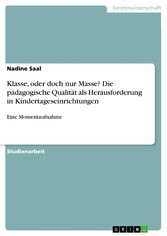 Klasse, oder doch nur Masse? Die pädagogische Qualität als Herausforderung in Kindertageseinrichtungen