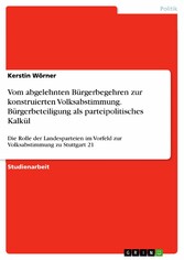 Vom abgelehnten Bürgerbegehren zur konstruierten Volksabstimmung.  Bürgerbeteiligung als parteipolitisches Kalkül