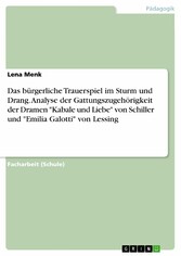 Das bürgerliche Trauerspiel im Sturm und Drang. Analyse der Gattungszugehörigkeit der Dramen 'Kabale und Liebe' von Schiller und 'Emilia Galotti' von Lessing